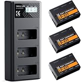 K&amp;F CONCEPT 3-Pack LP-E17 Battery and Upgraded 3-Slot LCD Charger Compatible with Canon EOS R50 R100 RP R10 R8, Powershot V1, T8i T7i T6i T6s SL2 SL3 M3 M5 M6 200D 750D 760D 800D 8000D Camera