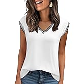 Zeagoo Women's Summer Tops Cap Sleeve Casual Shirts 2025 V Neck Basic Tshirts Loose Fit Trendy Tee