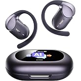 TOZO Open X2 Pro AI Smart Open Ear Earbuds, LCD Digital Screen Stereo Sound | AI Assistant &amp; Translates, Motion/Voice Control, Dual-Axis Adjustment, IPX7 Waterproof 36H Bluetooth 6.0 Headphones Black