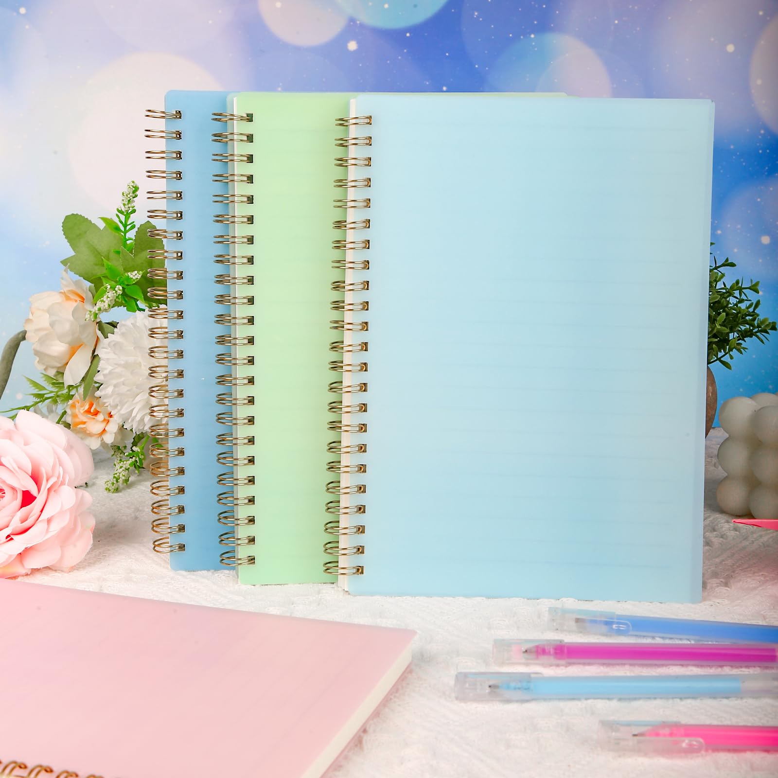 HIBOX 4PCS Spiral Notebooks A5, Morandi Hard Cover Notebooks 80 Sheets/160 Pages College Ruled Notebook for School Office Home Gifts