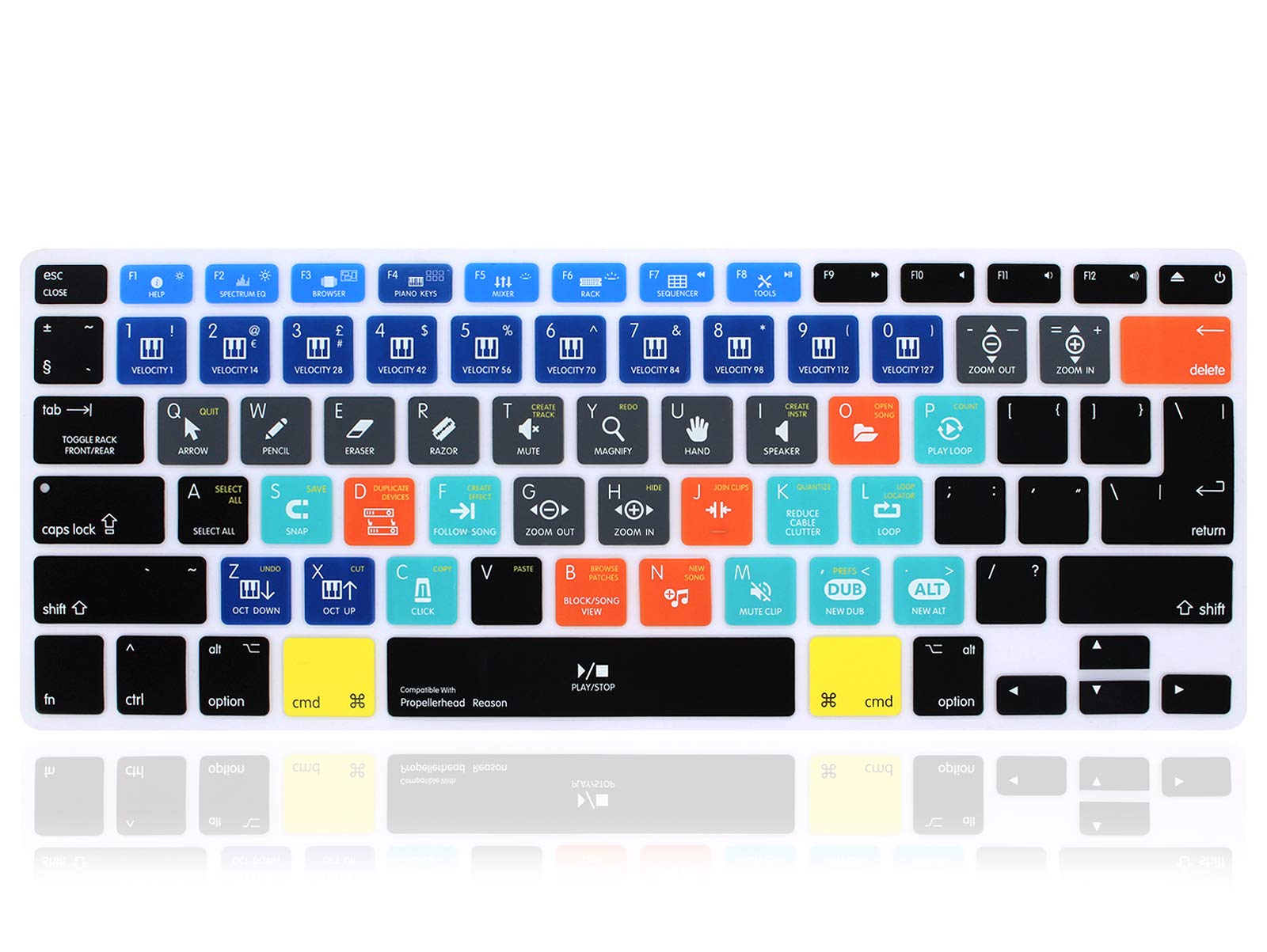 XHLWZR EU/UK/US Silicone Propellerhead Reason Shortcuts Keyboard Cover for MacBook Pro13"15"17"(2015 or Older Version),for MacBook Air 13" A1369/A1466,US and EU Layout Protective Skin