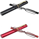 Mini Slim Pen Reading Glasses with Portable Clip Case Small Pocket Readers Men Women