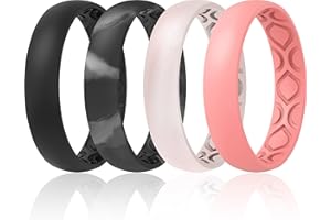 ThunderFit Women Breathable Silicone Promise Rings For Her Wedding Bands - 4mm Wide, 1.5mm Thick, Variety Multipack 1/2/3/4/8