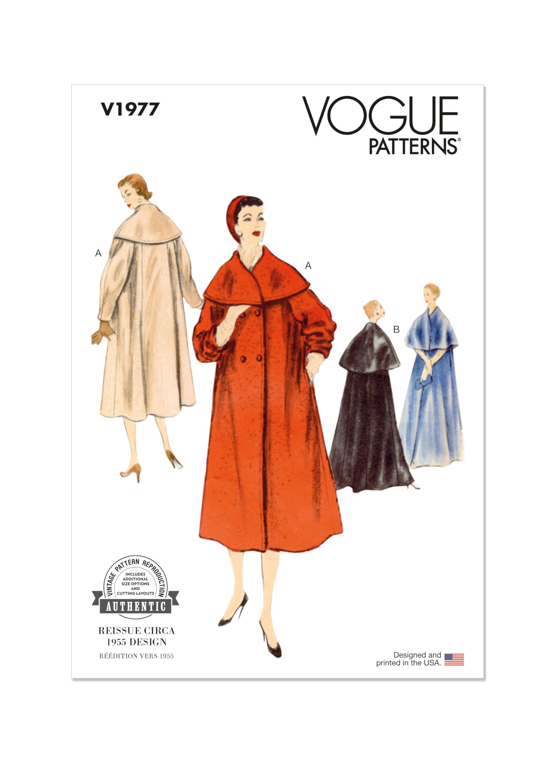 VOGUE PATTERNS V1977H5 Misses' Coats H5 (6-8-10-12-14)