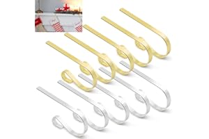Incycall 10 Pack Christmas Stocking Holders for Mantle – Metal Stocking Holder Garland Hooks for Fireplace, Counter, and Tables – Stocking Hooks Ideal for Christmas Decoration