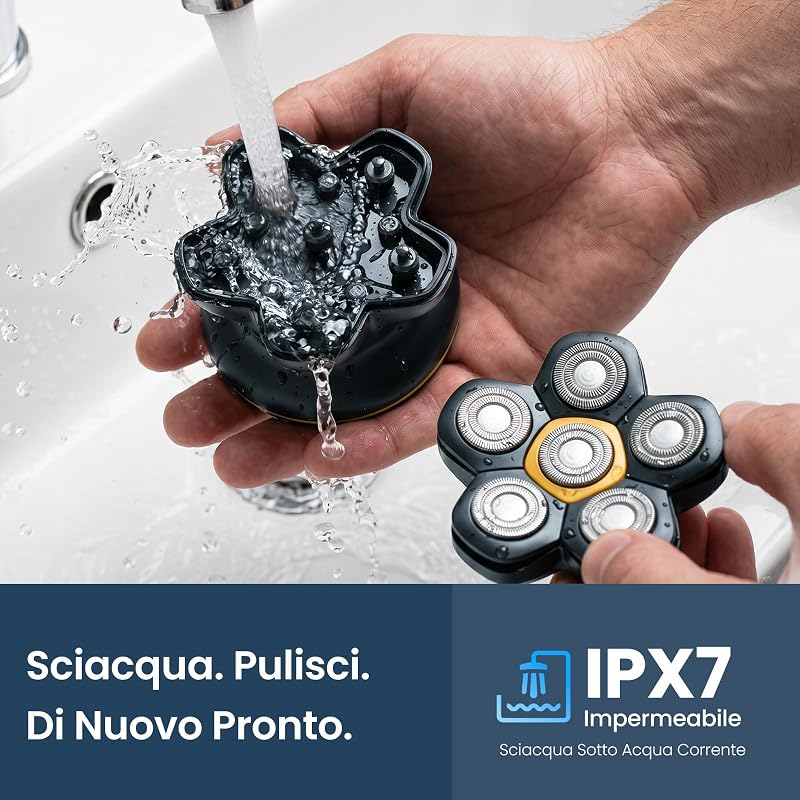 MAXGROOOM 6D Rasoio Testa Calva Design Octo-Flex, Rasatura Comfortevole