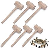 MIHEY 6-Pack Wooden Crab Mallets | Beechwood Seafood Hammers for Cracking Maryland Blue Crabs &amp; Lobster, Durable Wooden Crab Knockers for Seafood Boil