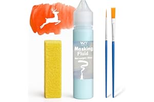 WAN2TLK Masking Fluid for Watercolor Painting, 30ml Watercolor Masking Fluid with 2 Brushes & Eraser, Fine Arts & Crafts Supplies for Ink, Watercolor, Gouache Painting