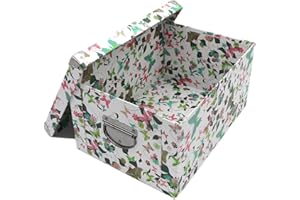 GUOZI Collapsible Storage Box, Decorative Memory box with Lid & Metal Reinforced Corners, Cardboard File Box with Handles, Organizer Gift Box for Keepsake Toy Photos Office Nursery Wardrobe Bookshelf