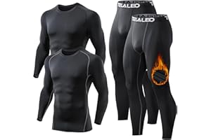 TELALEO Men's Thermal Underwear Sets Long Sleeve Compression Shirts, Winter Gear Sports Base-Layer Top Bottom Sets