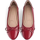 BTNICE Women's Flat Shoes Comfortable Leather Round Toe Ballet Shoes Bow Slip on Driving Commuting Dress Shoes for Women Flats