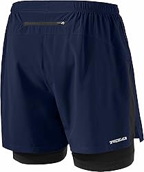 TSLA Men's 2 in 1 Active Running Shorts, Quick Dry