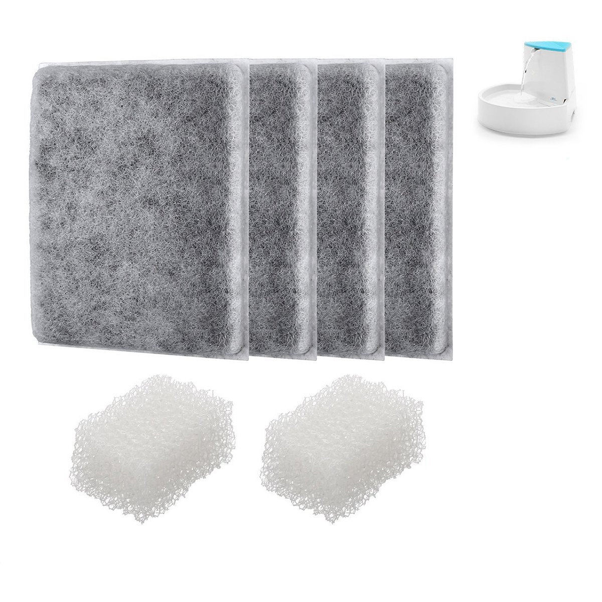 isYoung 4 Pack Corner Pet Fountain Premium Activated Carbon Filters Pet Fountain Replacement Filters