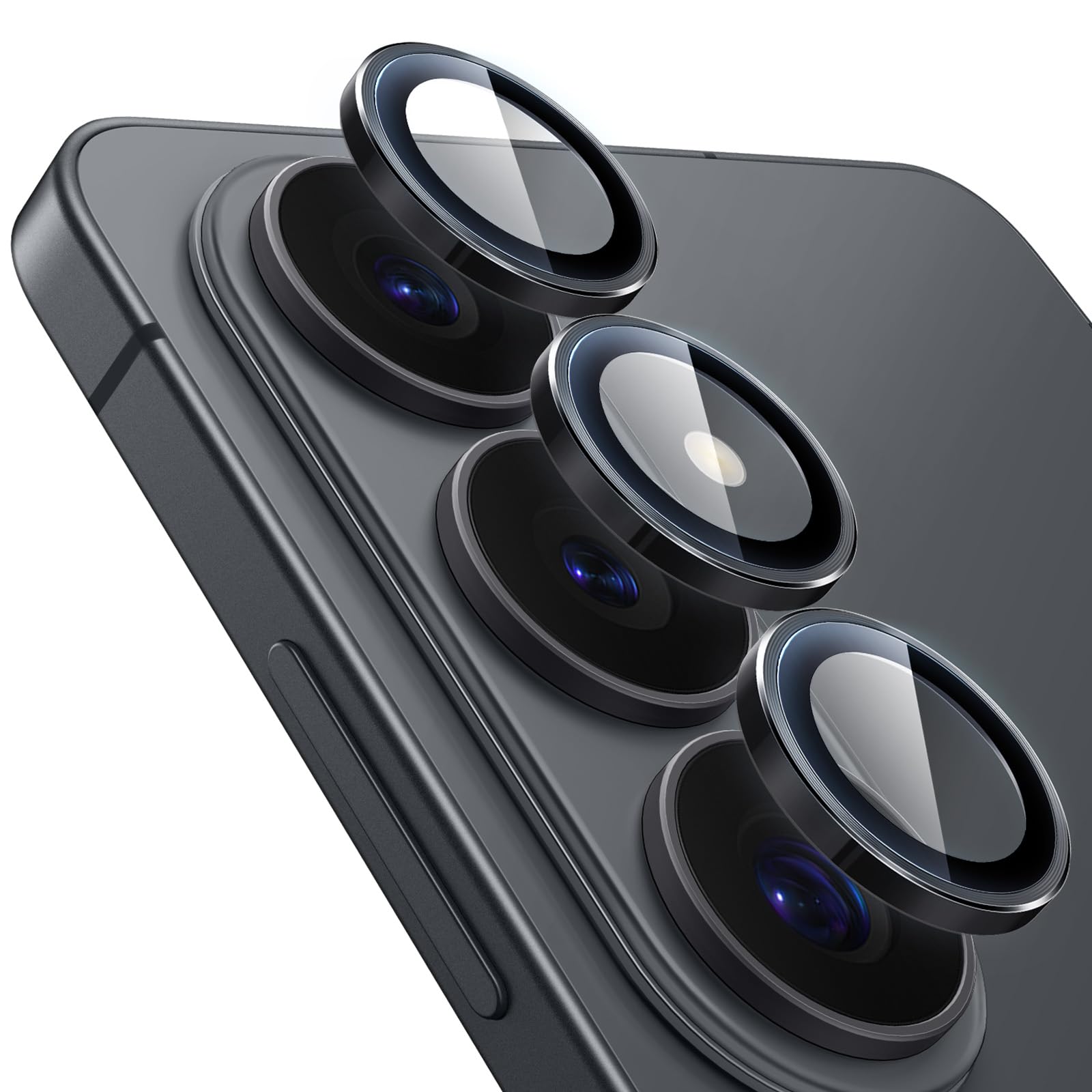 JETech Camera Lens Protector for Samsung Galaxy S26, 9H Tempered Glass Metal Individual Ring Cover, HD Clear, 1 Set (Black)