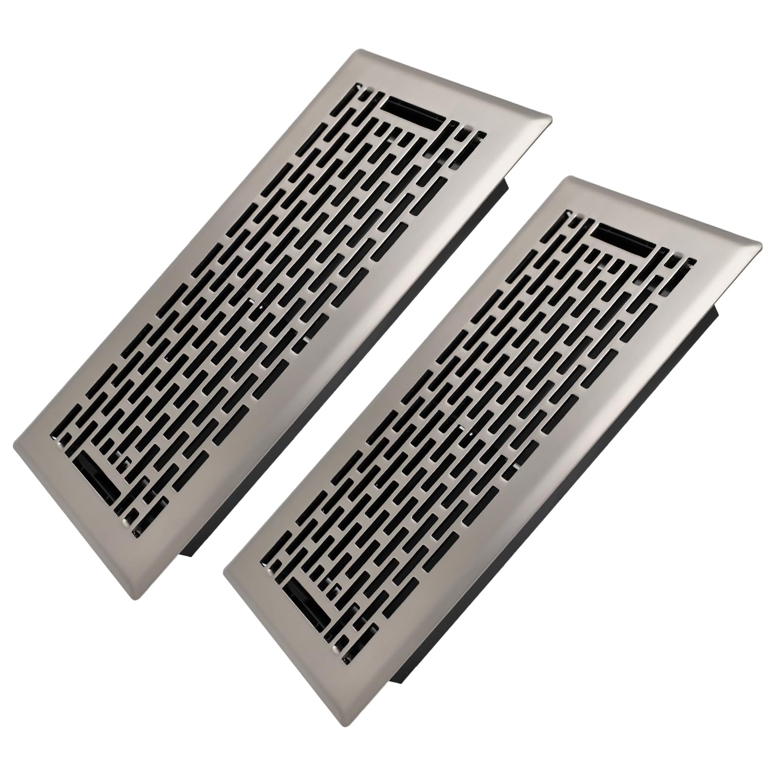 Photo 1 of Howeall 4x10 Inches 2 Pack Heavy Duty Walkable Floor Register - Easy Adjust Air Supply Lever Decorative Floor Vent Covers - Boston Design Vent Covers for Home - Satin Nickel