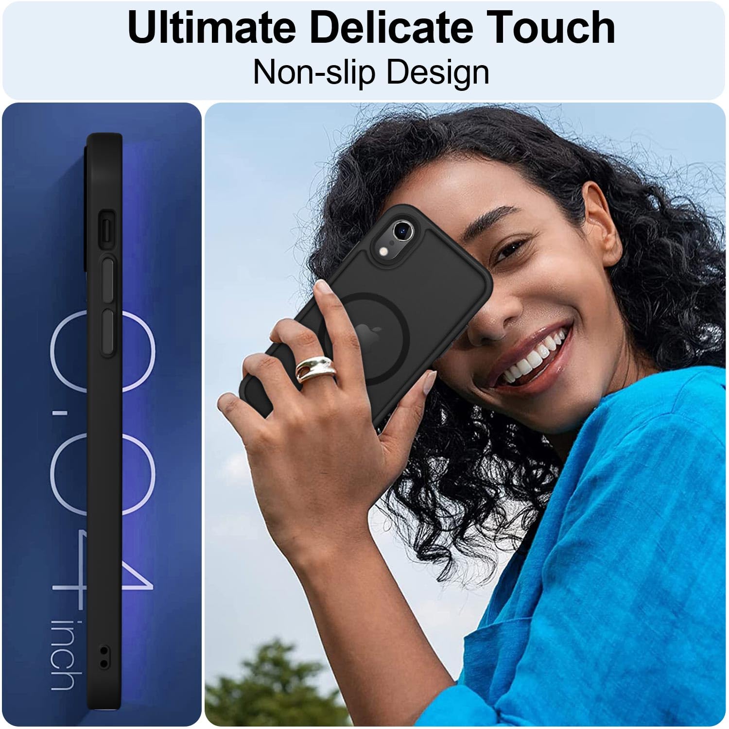 MOCCA Strong Magnetic for iPhone XR Phone Case, [Compatible with Magsafe][Mil-Grade Drop Protection] Slim Thin Translucent Matte Protective Cover Case for iPhone XR Case 6.1'', Black