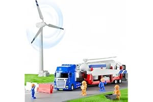 ZUKULIFE Truck Trailer Toys, Toddler Vehicles Semi Truck Toy with Wind up Windmill, Construction Engineer Learning Educational Cool Toy, Birthday Gifts (Windmill Trailer)