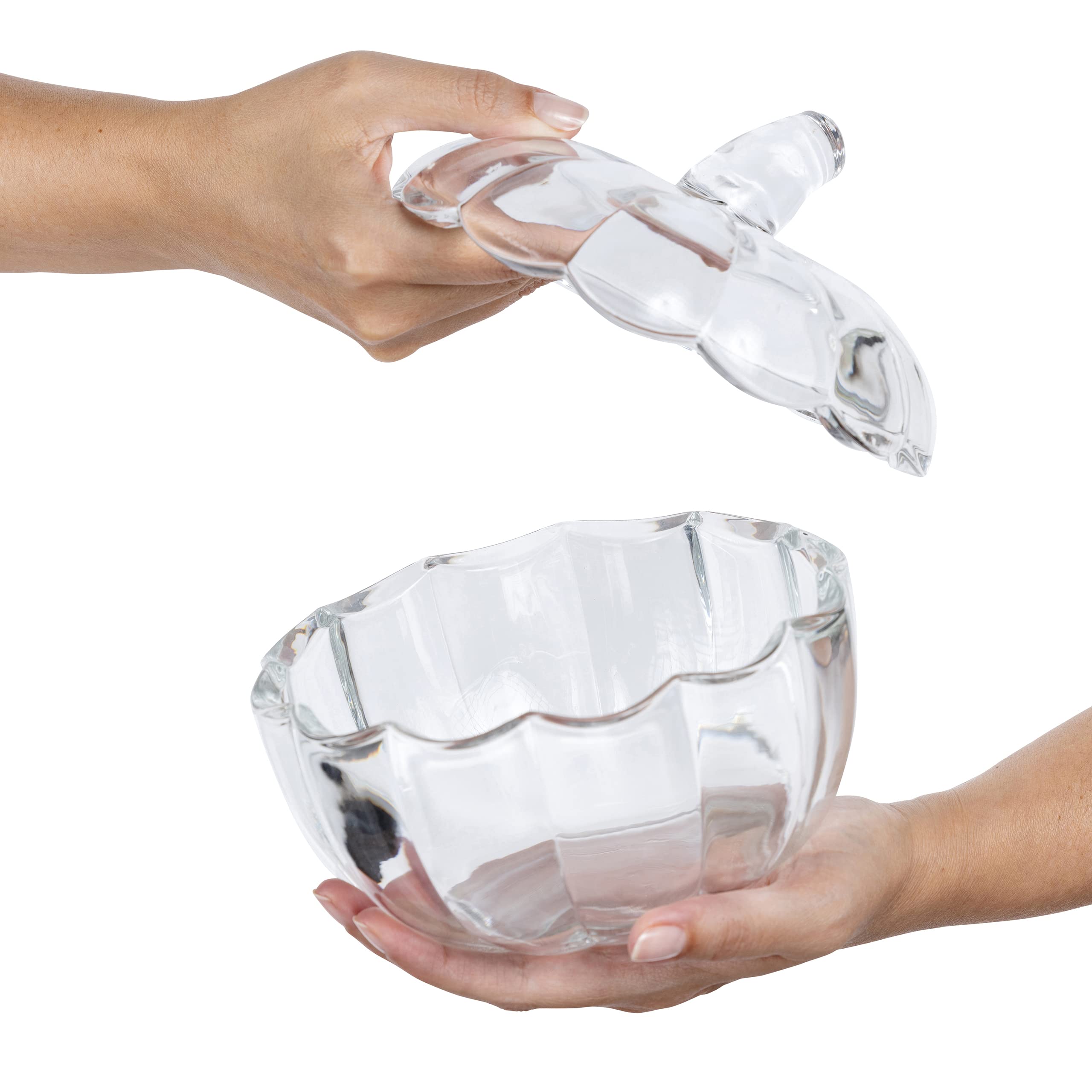 evelay Pumpkin Glass Sweet Jars with Lids Decorative Storage Dish Bowl for Chocolates Candies Cookies Biscuit (Large)