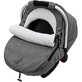 Winter Carseat Cover, Sherpa Fleece Baby Car Seat Cover for Cold Weather, Warm Snug Infant Car Seat Canopy for Boys Girls, Universal Newborn Carrier Covers Protect Baby from Snow Wind