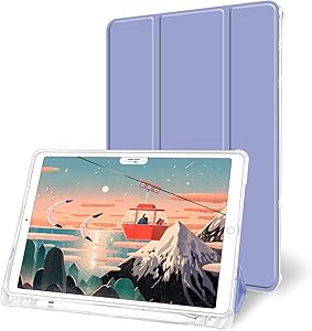 Aoub Case for iPad Air 10.5 inch 3rd Generation / iPad Pro 10.5, Auto Sleep/Wake Slim Lightweight Trifold Stand Cover, Soft TPU Back Case with Pencil Holder, Lavender