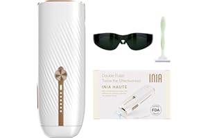 INIA Laser Hair Removal for Women and Men, IPL Hair Removal Device with Ice-Cooling, Double Effectiveness & 5 Flashes per Second for Long-Lasting and Nearly Painless Results