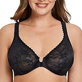 MELENECA Women's Plus Size Front Closure No Padding Full Coverage Lace Underwire Bra