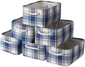 TcaFmac Small Baskets [6 Pack] Baskets for Organizing,Baskets for Gifts Empty,Decorative Basket,Navy Blue Baskets,Collapsible Storage Bins for Closet,Shelves 12(L) x 8(W) x 5(H) inches