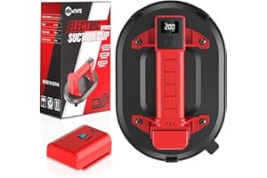 Mtnte Electric Vacuum Suction Cup for Glass - 440lbs Lifter with Digital Display, 8H Battery for Large Tile/Floor/Windshield, 3-Layer Leakproof, 13000RPM Motor (Red)