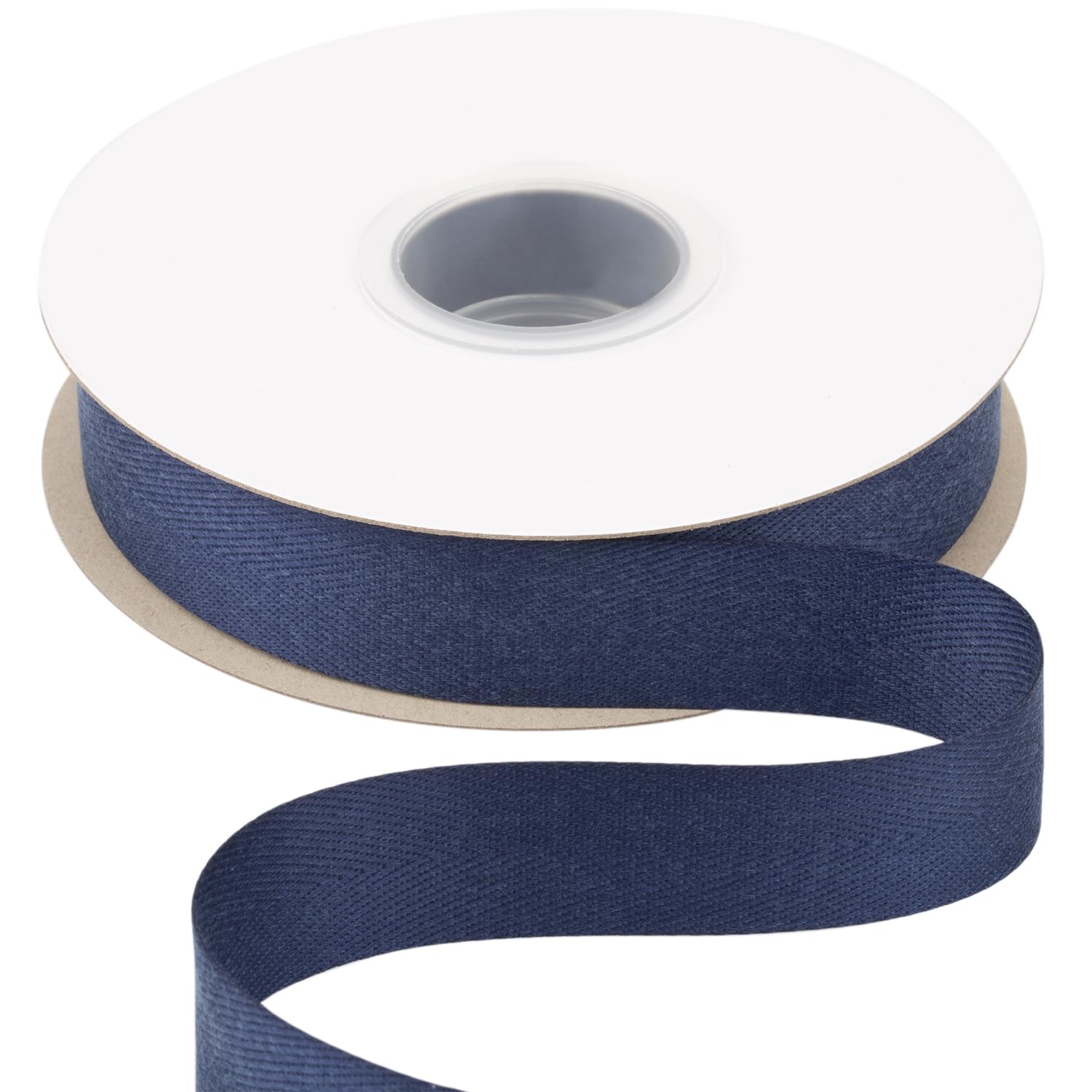 Ribbonitlux Tape Twill Ribbon 25mm x 22.5 Meters, Soft Navy Herringbone Bias Tape for DIY Craft, Sewing, Gift Wrapping, and Home Decor