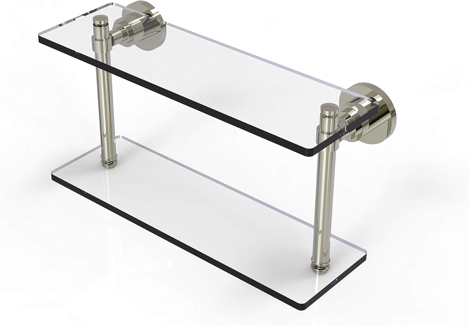 Allied Brass Ws 2 16 Washing Square Collection 16 Inch Two Tiered Glass Shelf Polished Nickel Mounted Bathroom Shelves Amazon Com