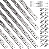 8 Pcs 36 Inch Shelf Pilaster with Clips, Adjustable Shelf Brackets Standard Mortise Mount Metal Shelves, Steel Wall Mounted Shelf Pilaster