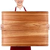 24"x18" XXL Extra Large Acacia Wood Cutting Boards for Kitchen Meat Big Wooden Cheese Charcuterie Board Hardwood Solid Chopping Board Bread Thick Olive Butcher Block Giant Turkey Serving Carving Board