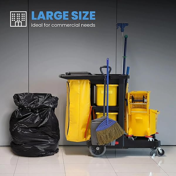 TOUGHBAG 55 GALLON TRASH BAGS, 55-60 GALLON TRASH BAGS HEAVY DUTY (50 COUNT) – LARGE BLACK TRASH CAN LINERS, 50-60 GAL FOR CONTRACTORS, COMMERCIAL, AND LAWN – MADE IN USA
