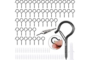 50 Set Screw Hooks, Ceiling Hooks for Outdoor Rope Light Clips,Safety Buckle Design Screw Q-Hanger Hooks for Hanging Plants F