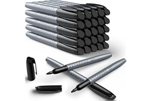 Hethrone Permanent Markers, 28 Count Permanent Markers for Writing Doodling and Marking（Black）