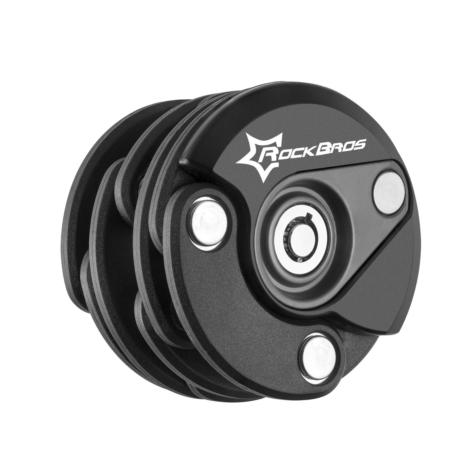 ROCKBROS Cube Bike Lock Heavy Duty Anti-Theft Bicycle Chain Lock Folding with Mounting Bracket Multi-Function Alloy Hamburger Lock (Black 1)