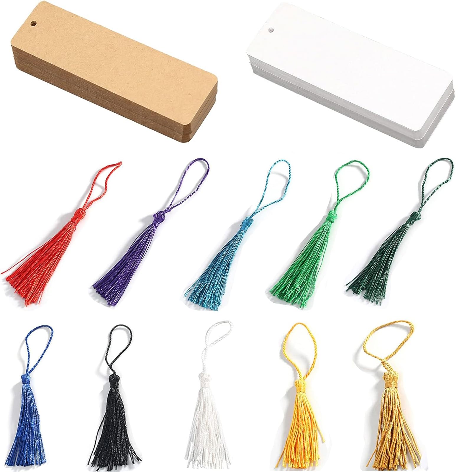 60 Pieces Blank Bookmarks Kraft Paper Blank Bookmarks Cardboard 15 Colors Tassels for Handmade Decoration Gift Decoration Decorative Bookmark