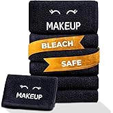 White Classic Bleach Safe Black Makeup Washcloths for Face Cleansing, 6 Pack - Super Soft Luxury Cotton Black Makeup Towels, Highly Absorbent and Quick Dry, All Makeup Remover Cloth | 13 x 13