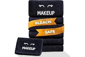 White Classic Bleach Safe Black Makeup Washcloths for Face Cleansing, 6 Pack - Super Soft Luxury Cotton Black Makeup Towels, Highly Absorbent and Quick Dry, All Makeup Remover Cloth | 13 x 13