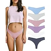 SHARICCA Women No Show Seamless Underwear Thong Invisible Soft Panties Multi Pack