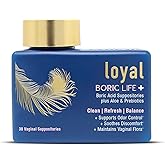 Loyal Boric Life Plus - Boric Acid Suppositories with Aloe & FOS - Supports Odor Control - Soothes Discomfort - Maintains Intimate Flora - Made in USA (30 Count)