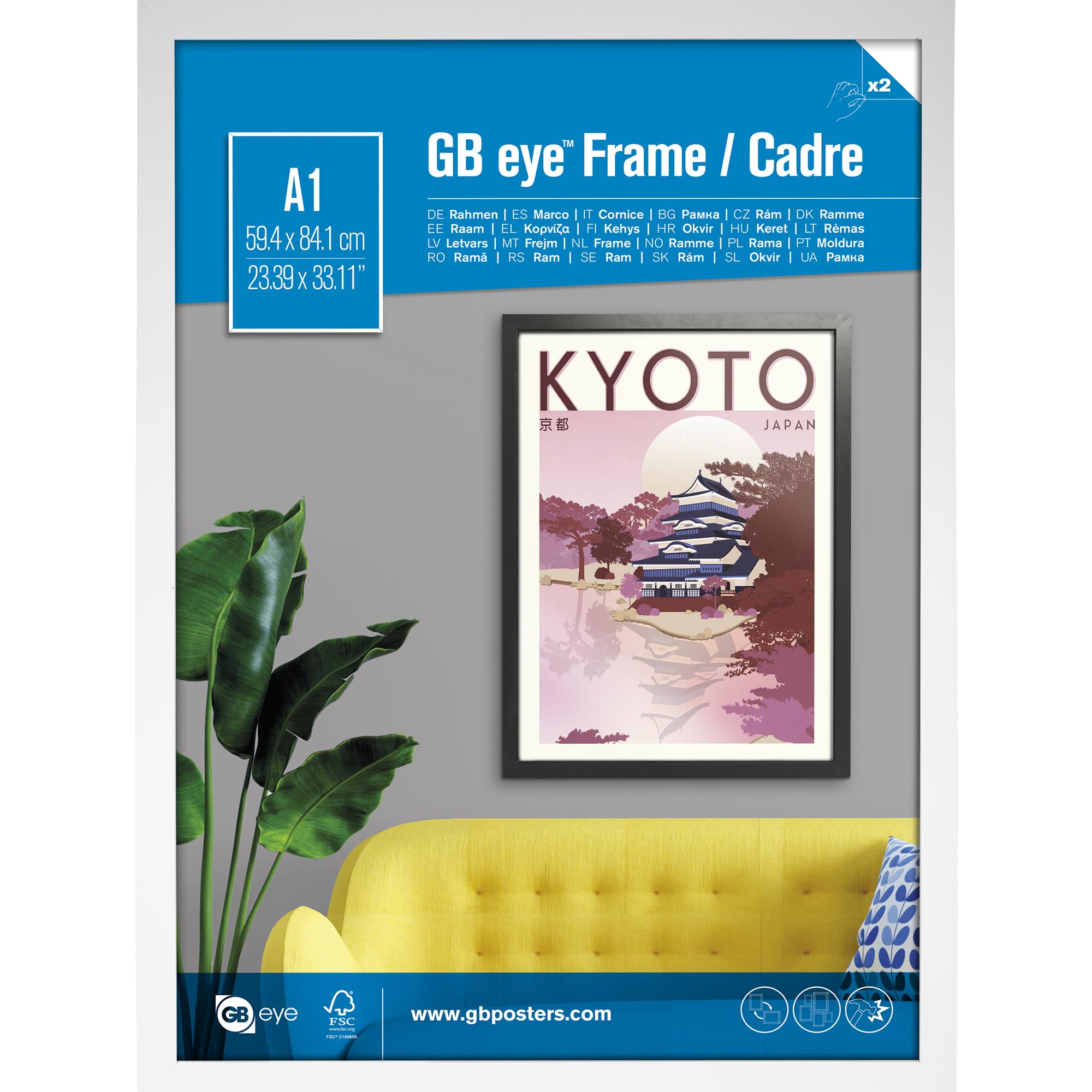 GB Eye Contemporary Wooden White Picture Frame - A1-59.4 x 84.1cm