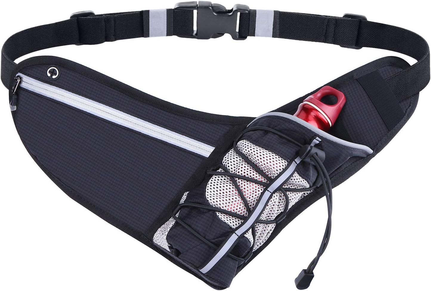 QBStrong Running Belt with Water Bottle Holder, Hydration Running Belt Waist Pack for Running Reflective and Water Resistant Fit All Smartphones, Ideal for Cycling, Fitness, Jogging