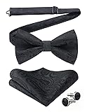 HISDERN Bow Tie for Men Black Bow Ties Set Pretied