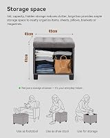 HNNHOME Stool with Storage 44L Linen Anthracite 45x45x41 cm view 3