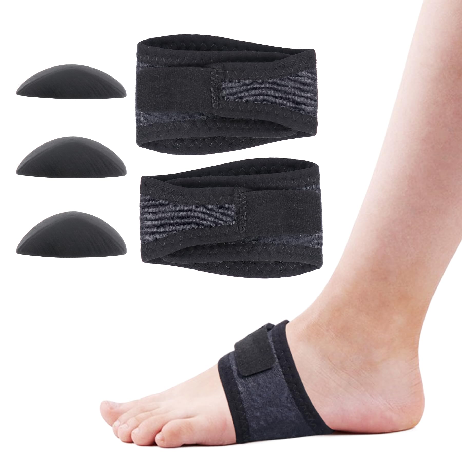 Photo 1 of Foot Arch Support Brace (1 Pair) - Wrap Corrector for Flat Foot, Plantar Fasciitis Sleeve Strap for Pain Relief, Fallen Arches, Adjustable Bands with Gel Pads for Flat Feet High & Fallen Arch Unisex