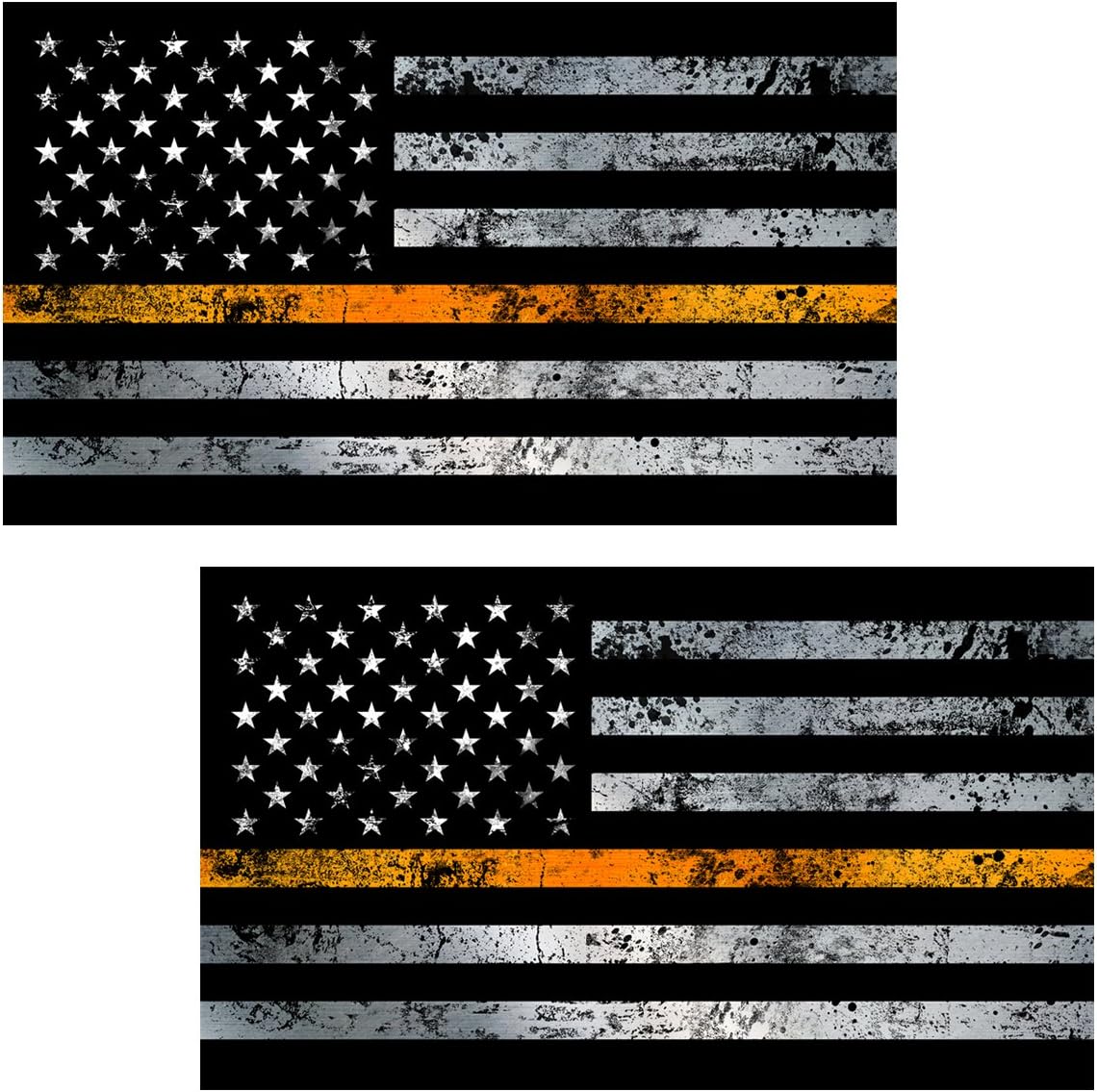 Thin Orange Line Flag Grunge Stickers 2 Pack