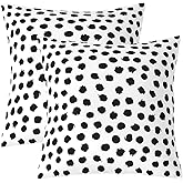 Erosebridal Set of 2 Brush Stroke Polka Dots Decorative Pillowcases 20x20 Inch Boho Cushion Covers for Teens Men Women Farmhouse Black White Cushion Cases Soft Throw Pillow Covers