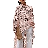 PRETTYGARDEN Women's Long Sleeve Round Neck High Low Asymmetrical Irregular Hem Casual Tops Blouse Shirt Dress