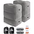 JefDiee Inflatable Travel Foot Rest Pillow, Kids Airplane Bed, Adjustable 3 Layers Height Leg Rest Pillow, Adults Travel Essentials Great for Airplane, Office, Home, Trains, Cars (2 Pack)